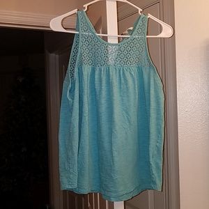 Teal Tank with Crochet Detail